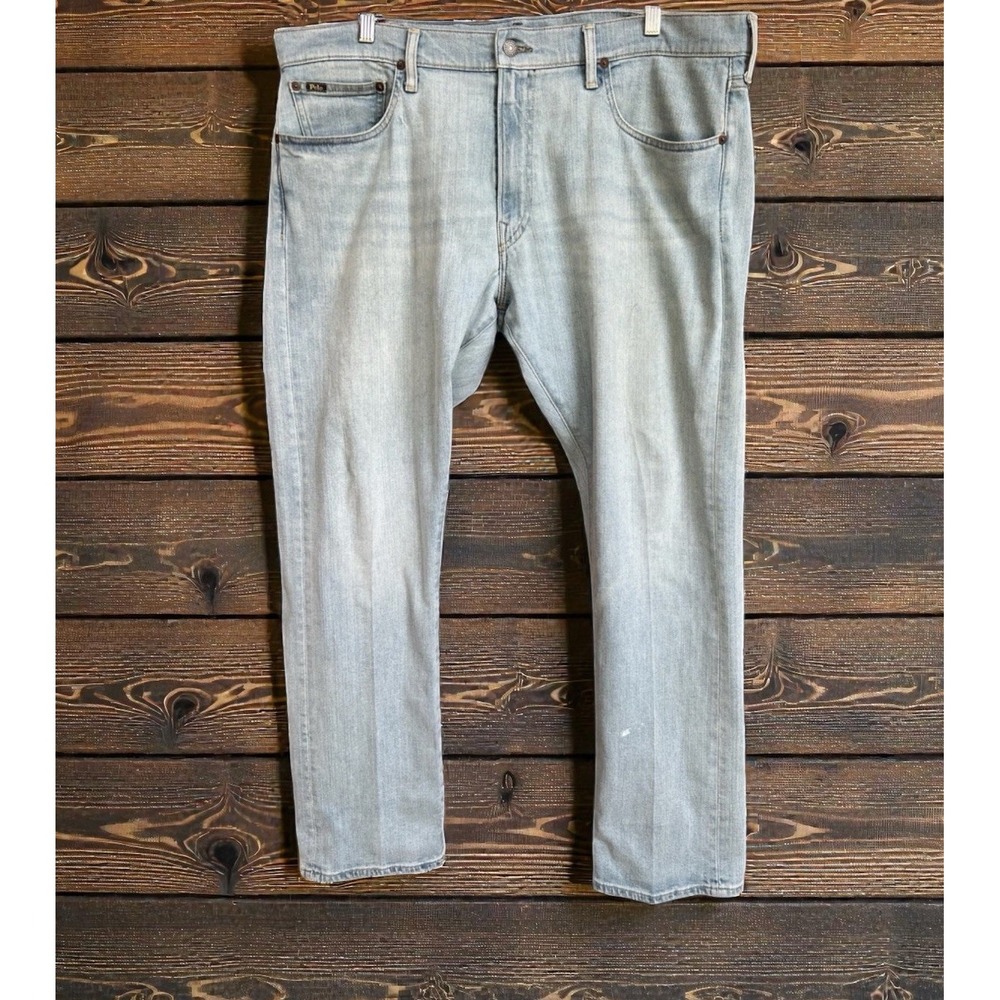 Polo Ralph Lauren Jeans Varick Slim Straight Mens 38x30 Light Wash Stretch Denim